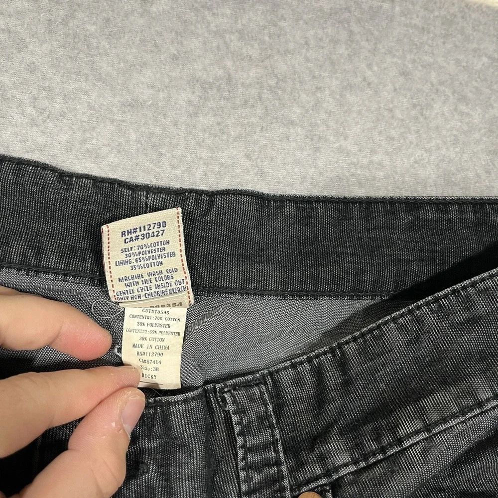 True Religion Pants Mens 38x32 Black Ricky Corduroy Cotton Blend Dark Y2K Stretc